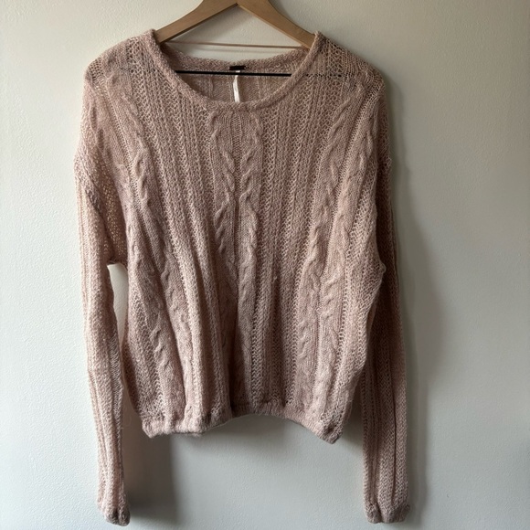 Free People Angel Soft Pullover Seeater  Pink‎ and Tan Jumper Sz XS - Picture 3 of 7